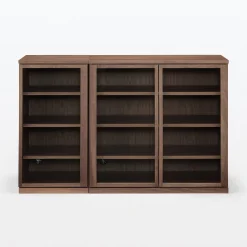 Armoires^Muji Armoire en noyer avec portes en verre