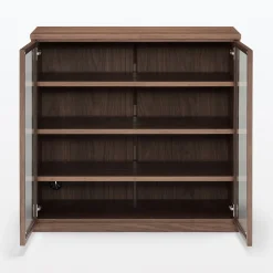 Armoires^Muji Armoire en noyer avec portes en verre