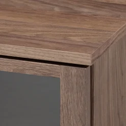 Armoires^Muji Armoire en noyer avec portes en verre