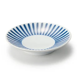 Vaisselle^Muji Assiette en porcelaine Hasami - Motif rayures éventail, Petite
