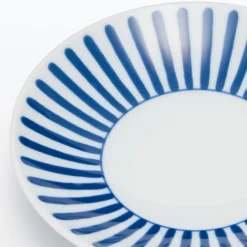 Vaisselle^Muji Assiette en porcelaine Hasami - Motif rayures éventail, Petite