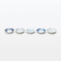 Vaisselle^Muji Assiette en porcelaine Hasami - Motif rayures éventail, Petite