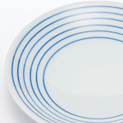 Vaisselle^Muji Assiette en porcelaine Hasami - Motif rayures, Petite