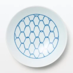 Vaisselle^Muji Assiette en porcelaine Hasami ‐ Motif maille, Petite