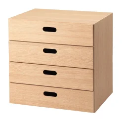 Étagères Modulables En Bois^Muji Bloc‐tiroir en chêne ‐ 4 tiroirs horizontaux (Dont Eco‐part. 0,82 €)