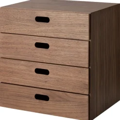 Étagères Modulables En Bois^Muji Bloc‐tiroir en noyer ‐ 4 tiroirs horizontaux (Dont Eco‐part. 0,82 €)