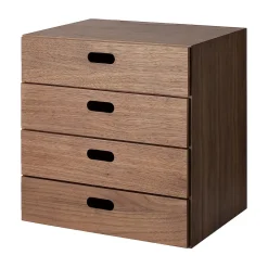 Étagères Modulables En Bois^Muji Bloc‐tiroir en noyer ‐ 4 tiroirs horizontaux (Dont Eco‐part. 0,82 €)