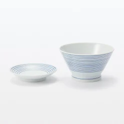 Vaisselle^Muji Bol à riz en porcelaine Hasami ‐  Motif rayures, Petite