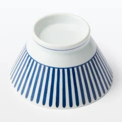 Vaisselle^Muji Bol à riz en porcelaine Hasami ‐ Motif rayures éventail, Petite