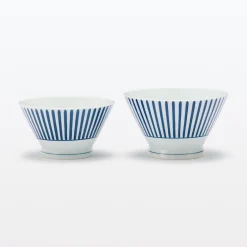 Vaisselle^Muji Bol à riz en porcelaine Hasami ‐ Motif rayures éventail, Petite