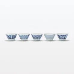 Vaisselle^Muji Bol à riz en porcelaine Hasami ‐ Motif rayures éventail, Petite