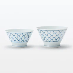 Vaisselle^Muji Bol à riz en porcelaine Hasami - Motif maille, Grande
