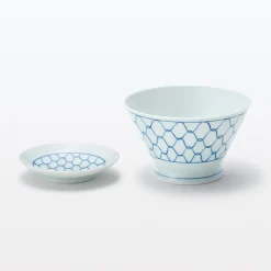 Vaisselle^Muji Bol à riz en porcelaine Hasami - Motif maille, Grande