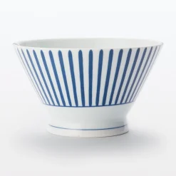 Vaisselle^Muji Bol à riz en porcelaine Hasami - Motif rayures éventail, Grande