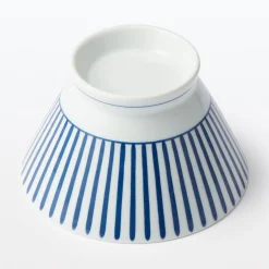 Vaisselle^Muji Bol à riz en porcelaine Hasami - Motif rayures éventail, Grande