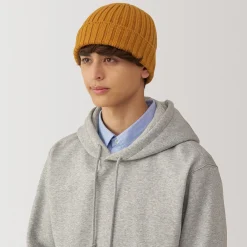 Chapeaux|Chapeaux^Muji Bonnet unisexe en laine côtelée antidémangeaisons