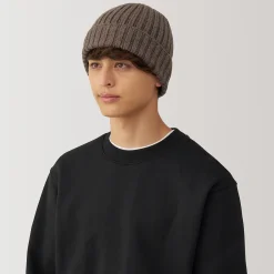 Chapeaux|Chapeaux^Muji Bonnet unisexe en laine côtelée antidémangeaisons