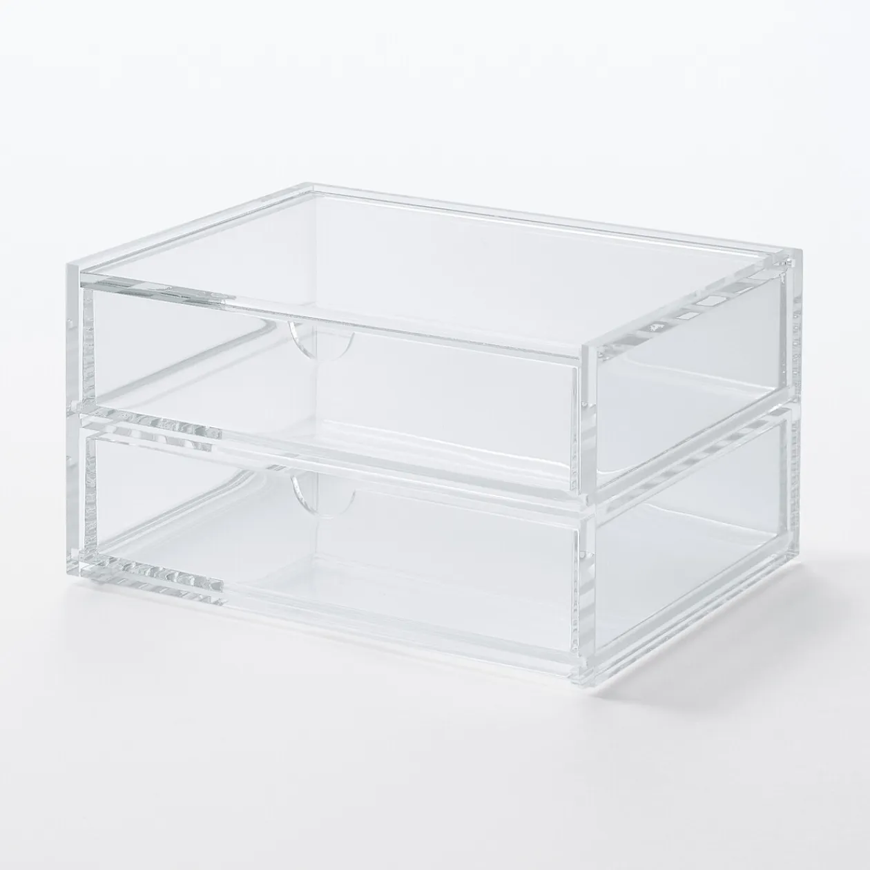Rangements En Acrylique^Muji Boîte acrylique 2 tiroirs + couvercle L17.5X P13X H9.5cm