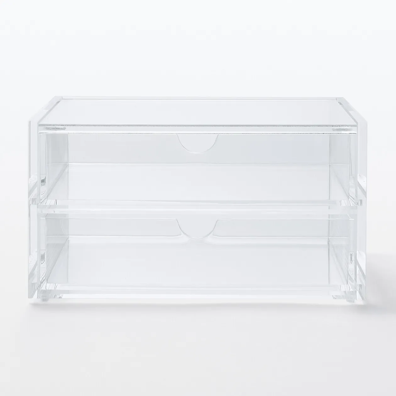 Rangements En Acrylique^Muji Boîte acrylique 2 tiroirs + couvercle L17.5X P13X H9.5cm