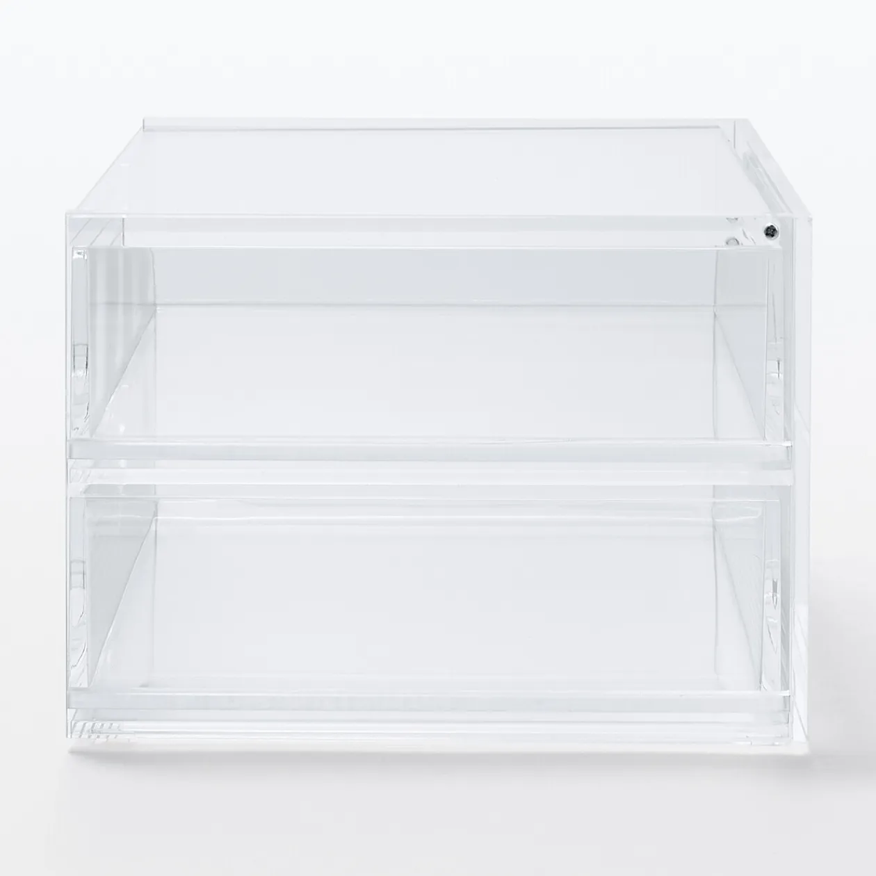 Rangements En Acrylique^Muji Boîte acrylique 2 tiroirs + couvercle L17.5X P13X H9.5cm