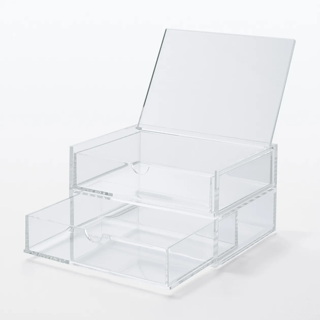 Rangements En Acrylique^Muji Boîte acrylique 2 tiroirs + couvercle L17.5X P13X H9.5cm