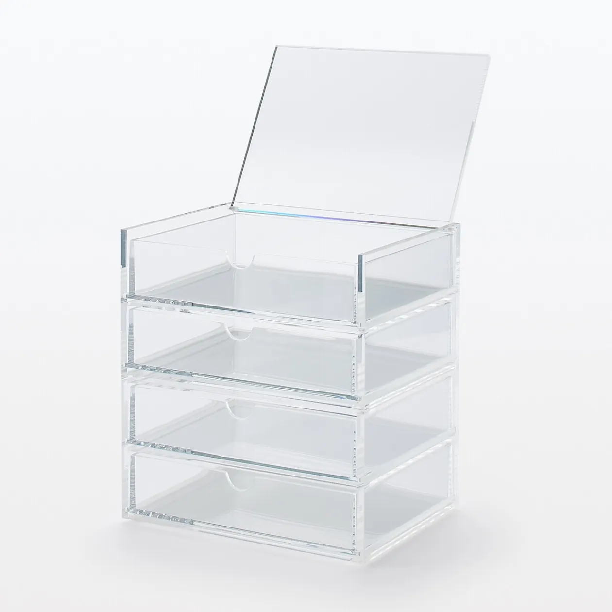 Rangements En Acrylique^Muji Boîte acrylique 2 tiroirs + couvercle L17.5X P13X H9.5cm