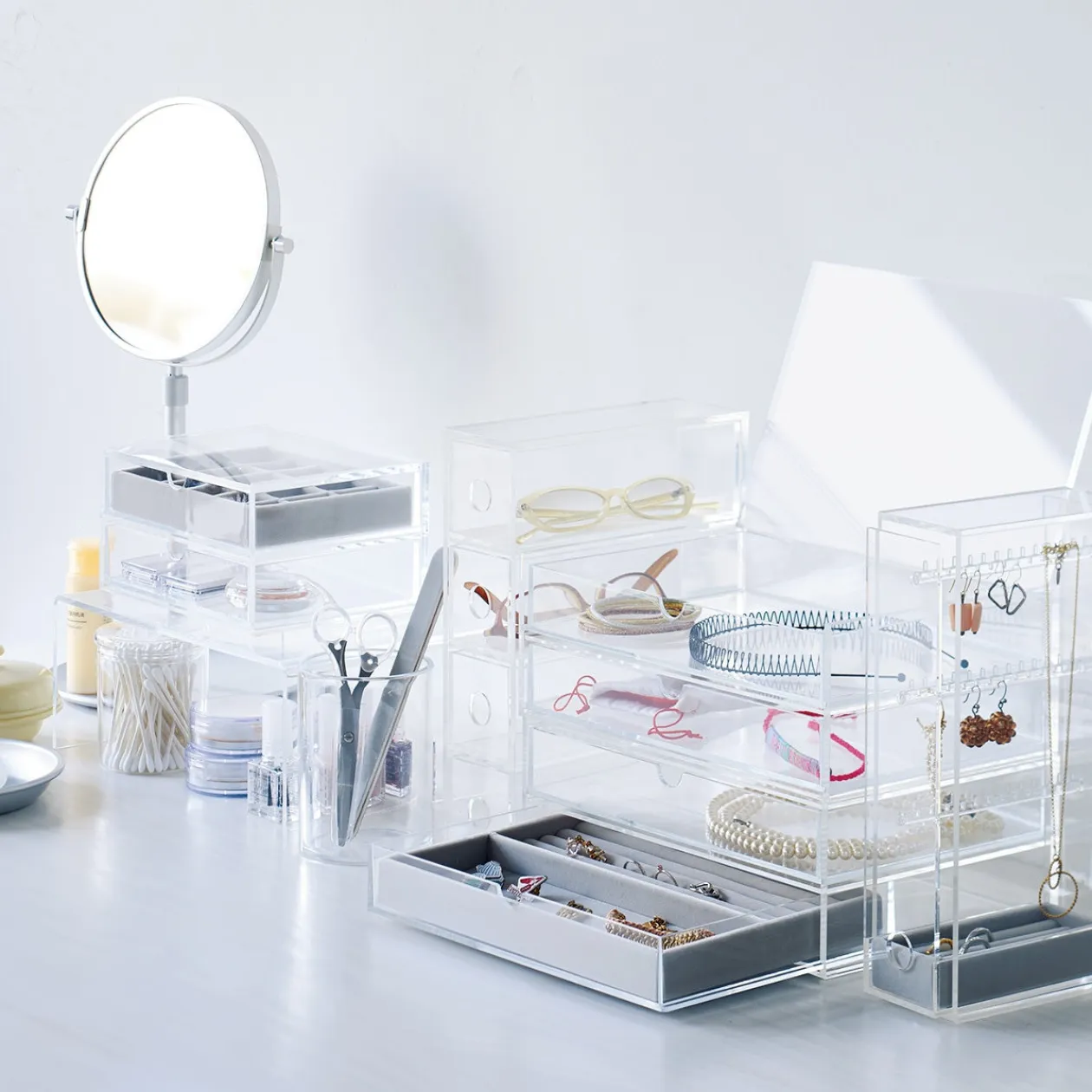 Rangements En Acrylique^Muji Boîte acrylique 2 tiroirs + couvercle L17.5X P13X H9.5cm