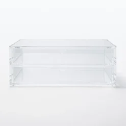 Rangements En Acrylique^Muji Boîte acrylique 2 tiroirs + couvercle L25.6X P16.8X H9.5cm