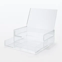 Rangements En Acrylique^Muji Boîte acrylique 2 tiroirs + couvercle L25.6X P16.8X H9.5cm