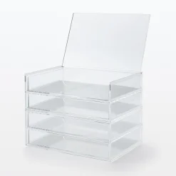 Rangements En Acrylique^Muji Boîte acrylique 2 tiroirs + couvercle L25.6X P16.8X H9.5cm