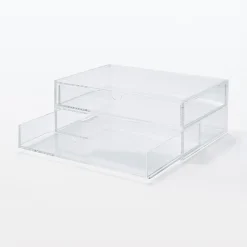 Rangements En Acrylique^Muji Boîte en acrylique 2 tiroirs L25.6X P16.8X H9.5cm