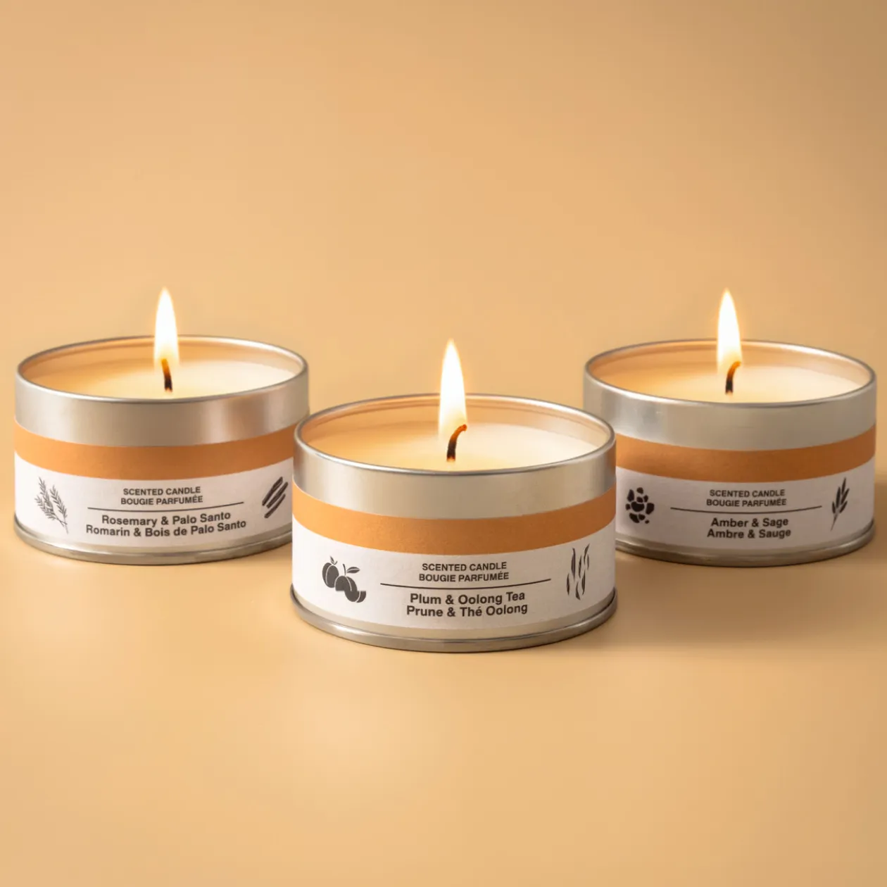 Bougies^Muji Bougie Métal ‐ Ambre et sauge