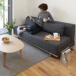 Canapés Et Repose-Pieds^Muji Canapé convertible 2 places en feutrine anthracite