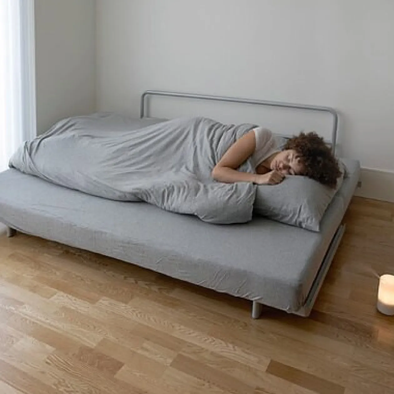 Canapés Et Repose-Pieds^Muji Canapé convertible 2 places en feutrine anthracite