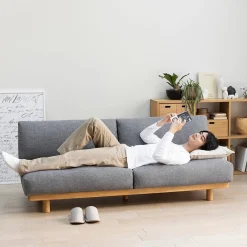 Canapés Et Repose-Pieds^Muji Canapé en polyester tissé sans accoudoirs ‐ 2 places, Gris