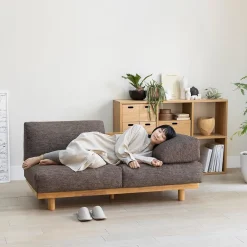 Canapés Et Repose-Pieds^Muji Canapé en polyester tissé sans accoudoirs ‐ 2 places, Marron