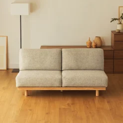 Canapés Et Repose-Pieds^Muji Canapé en polyester tissé sans accoudoirs ‐ 2 places, Beige