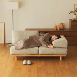 Canapés Et Repose-Pieds^Muji Canapé en polyester tissé sans accoudoirs ‐ 2 places, Beige