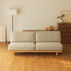 Canapés Et Repose-Pieds^Muji Canapé en polyester tissé sans accoudoirs ‐ 3 places, Beige