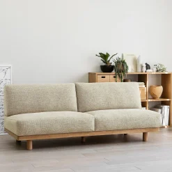 Canapés Et Repose-Pieds^Muji Canapé en polyester tissé sans accoudoirs ‐ 3 places, Beige