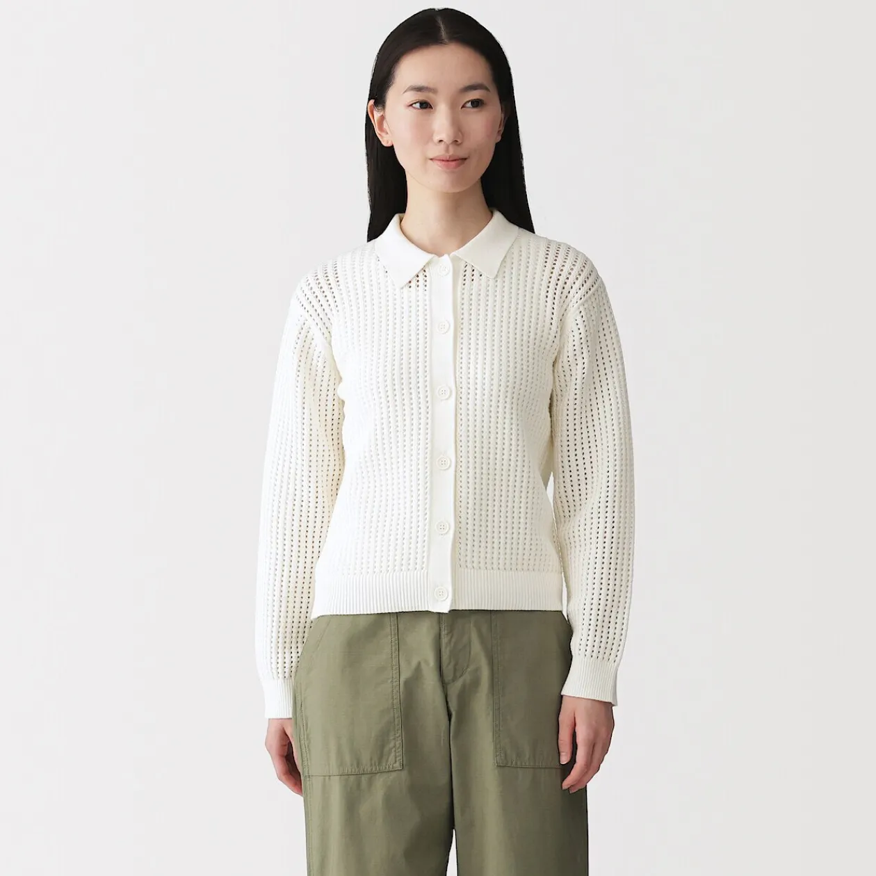 Pulls Et Cardigans^Muji Cardigan à col en tricot de coton mélangé pour femme