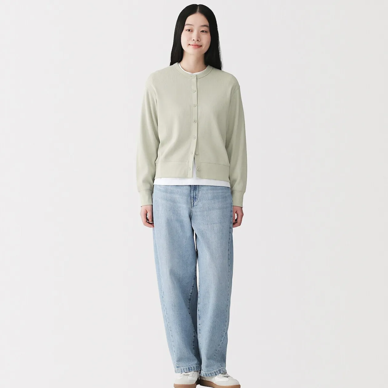 Pulls Et Cardigans|Hoodies Et Sweatshirts^Muji Cardigan à col ras du cou en coton biologique tricoté et gaufré pour femme