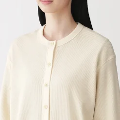 Pulls Et Cardigans|Hoodies Et Sweatshirts^Muji Cardigan à col ras du cou en coton biologique tricoté et gaufré pour femme