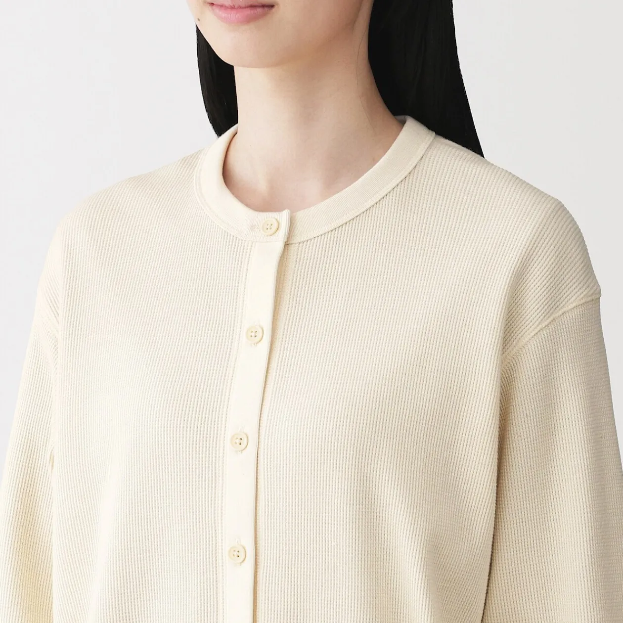 Pulls Et Cardigans|Hoodies Et Sweatshirts^Muji Cardigan à col ras du cou en coton biologique tricoté et gaufré pour femme