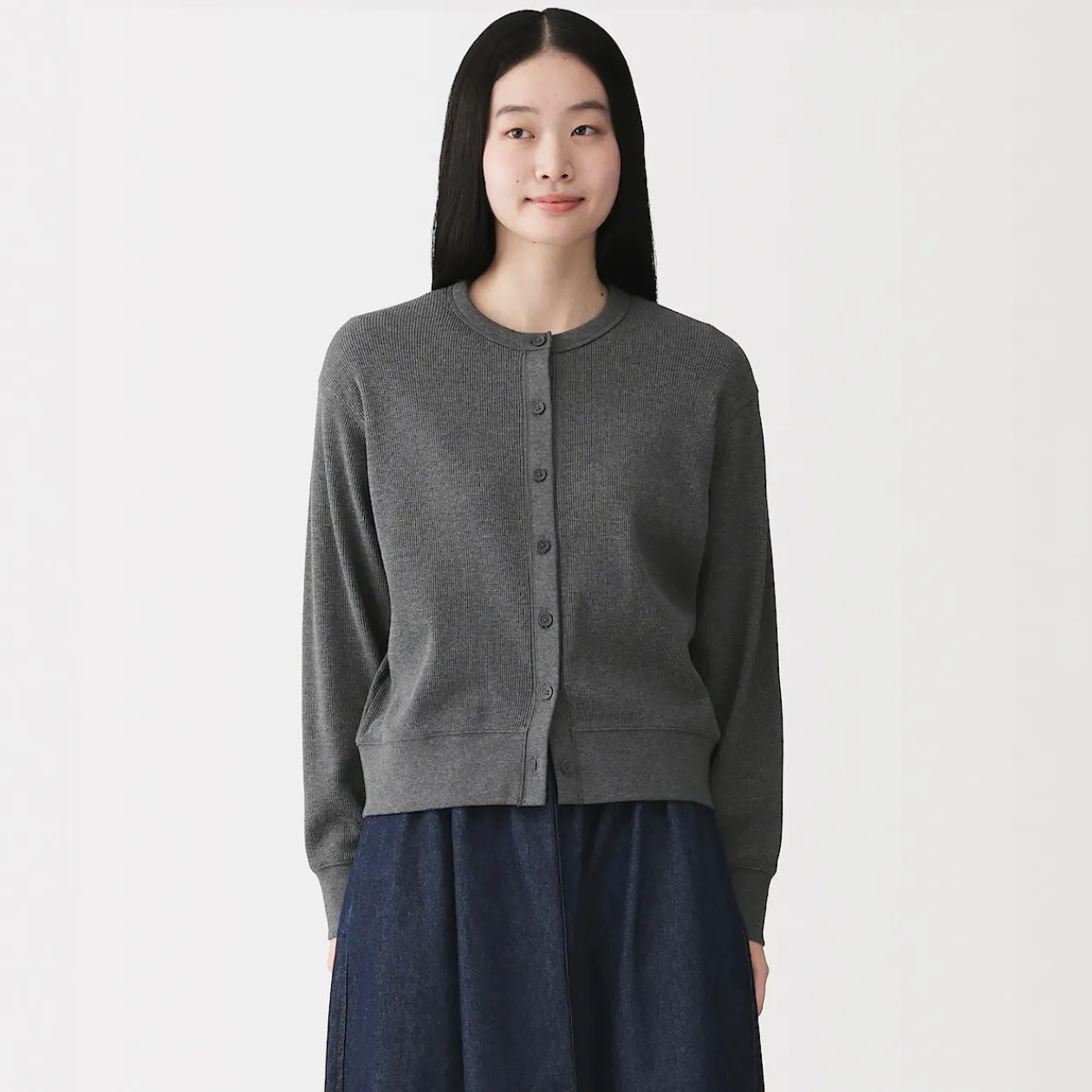 Pulls Et Cardigans|Hoodies Et Sweatshirts^Muji Cardigan à col ras du cou en coton biologique tricoté et gaufré pour femme