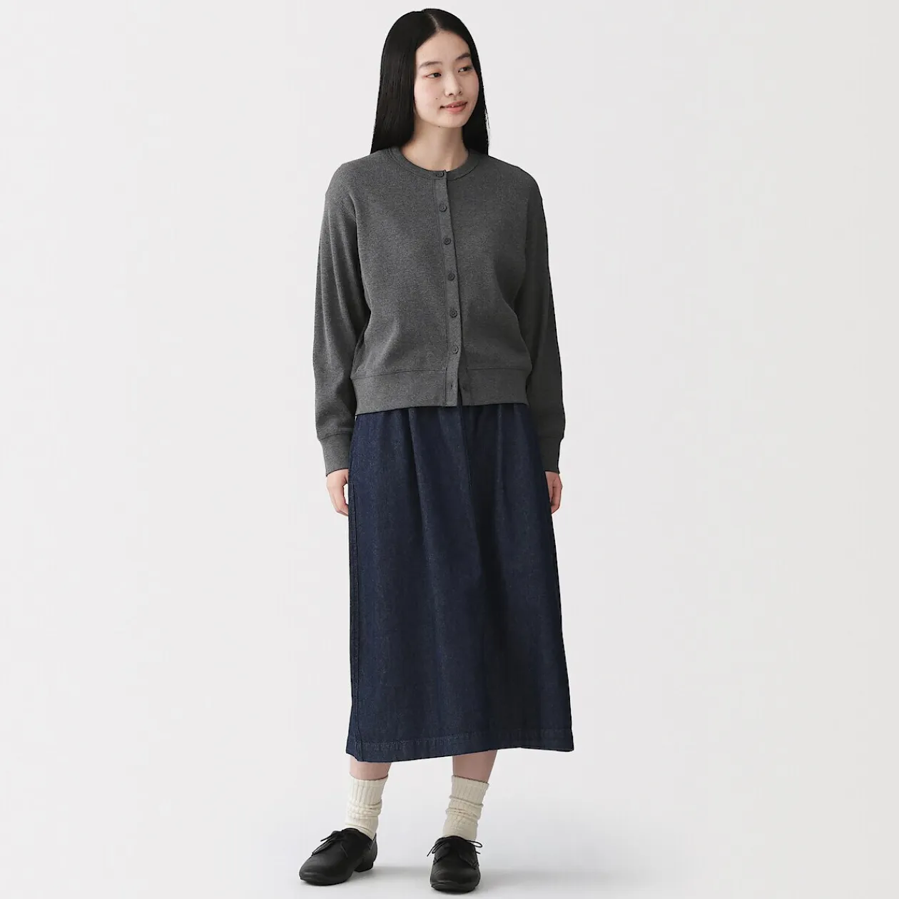 Pulls Et Cardigans|Hoodies Et Sweatshirts^Muji Cardigan à col ras du cou en coton biologique tricoté et gaufré pour femme