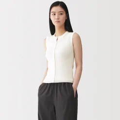 Hauts Et T‐Shirts|Sous‐Vêtements^Muji Cardigan sans manches en coton biologique hautement torsadé pour femme