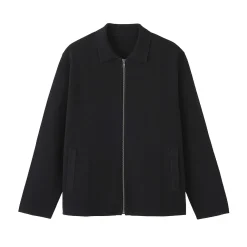 Vestes Et Manteaux^Muji Cardigan zippé à col en maille côtelée Milano de coton pour homme