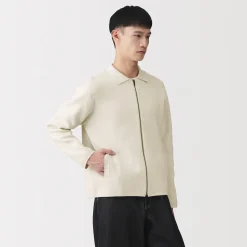 Vestes Et Manteaux^Muji Cardigan zippé à col en maille côtelée Milano de coton pour homme