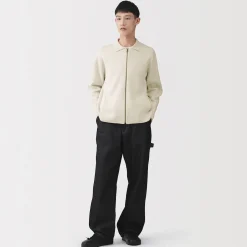 Vestes Et Manteaux^Muji Cardigan zippé à col en maille côtelée Milano de coton pour homme